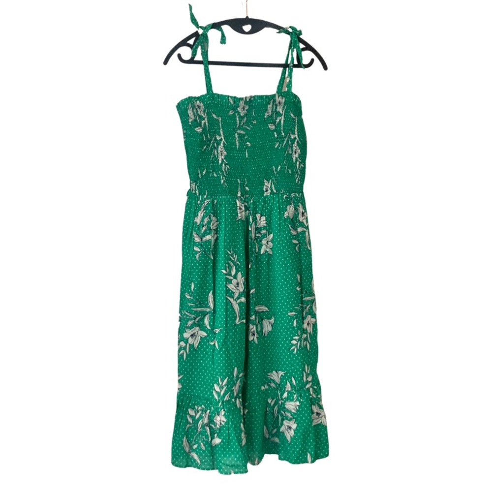 NWT Draper James Green Smocked Floral Midi Lucy Dress Sz Small - Picture 2 of 10